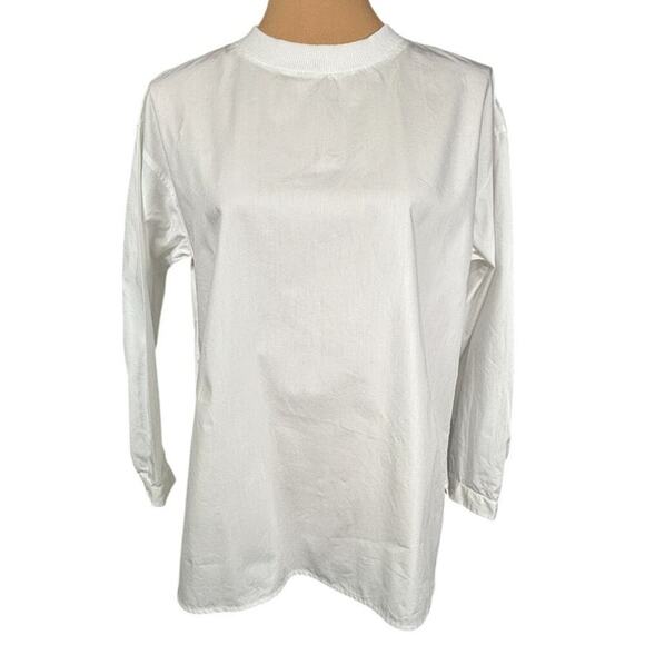 MUJI Women's White Easy-Dry Organic Cotton‎ Long Sleeve Blouse Size Small - Picture 4 of 11